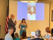 Mayor Callaway Presenting Digital Media Award to Jacqueline Pena 